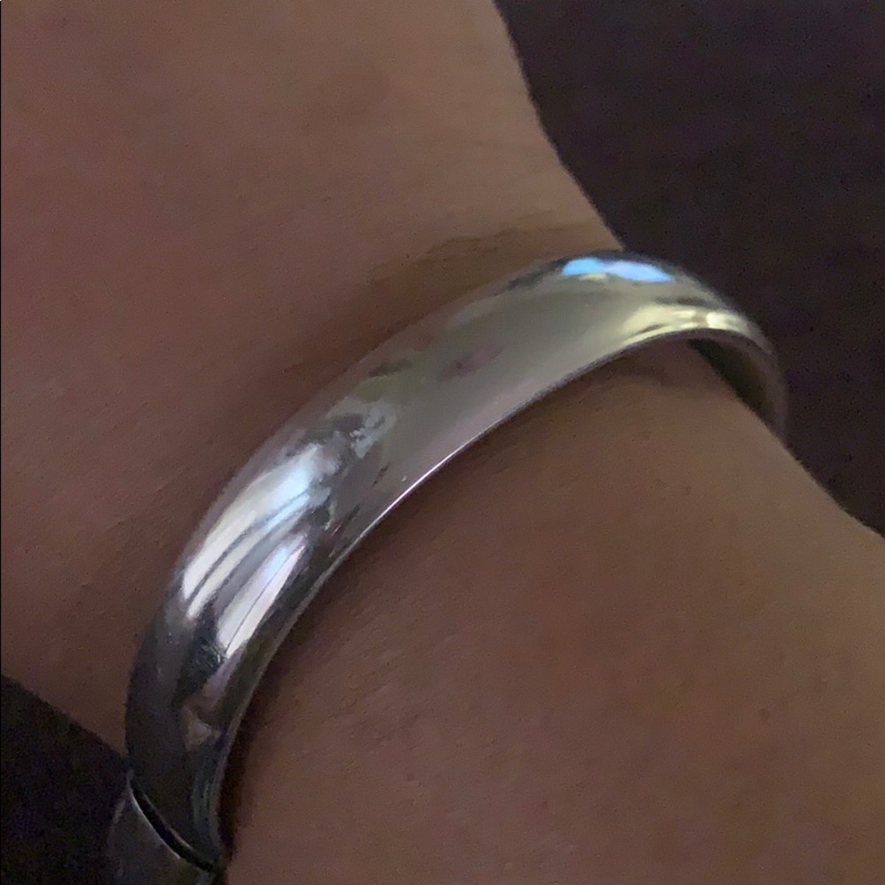 Wide Rounded Bangle Silver Bracelet - image 3